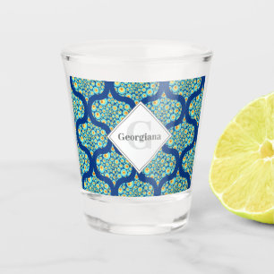 Monogrammed Starry Night On Sea Doodle Ogee Shot Glass