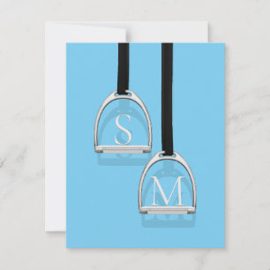 Monogrammed Stirrup Irons Blue Equestrian Card