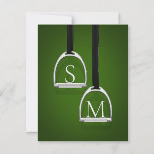 Monogrammed Stirrup Irons Hunter Green Equestrian Card