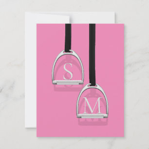 Monogrammed Stirrup Irons Pink Equestrian Card