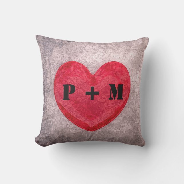 Monogrammed Stonewashed Heart Cushion (Front)