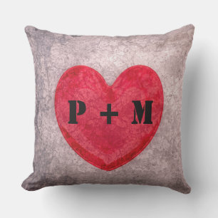 Monogrammed Stonewashed Heart Outdoor Cushion