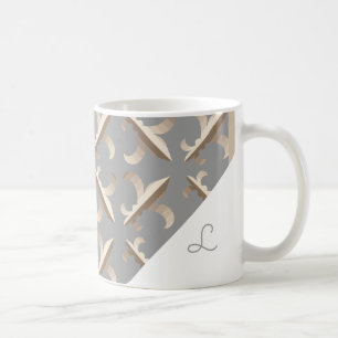 Monogrammed Striped fleur de lis pattern Coffee Mug