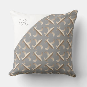 Monogrammed Striped fleur de lis pattern Cushion