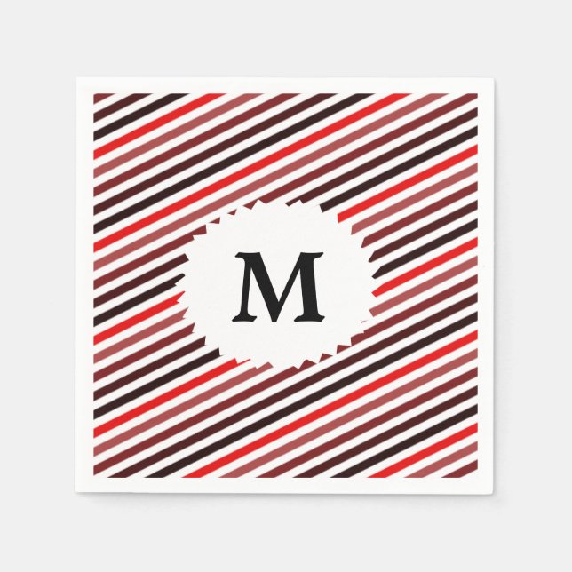 Monogrammed Striped Paper Napkins (Front)