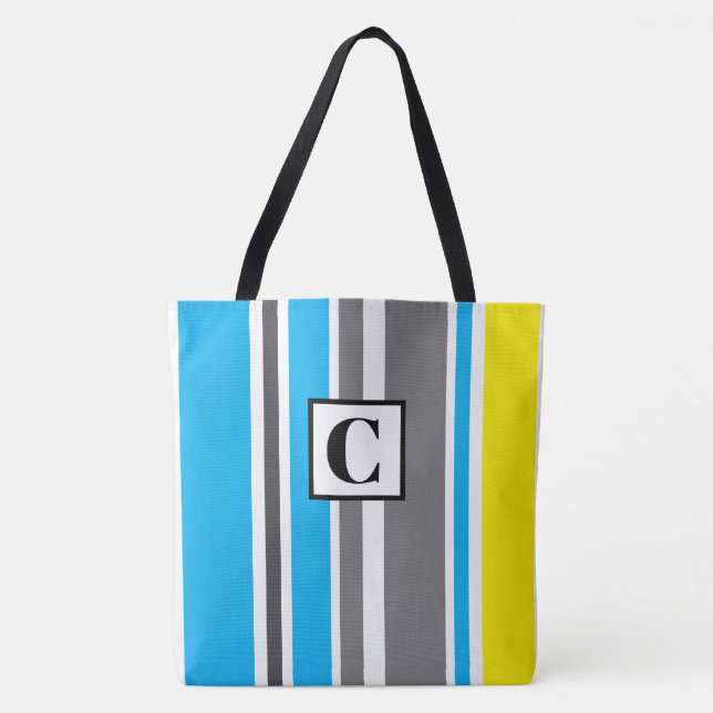 Monogrammed Striped Tote Bag (Front)