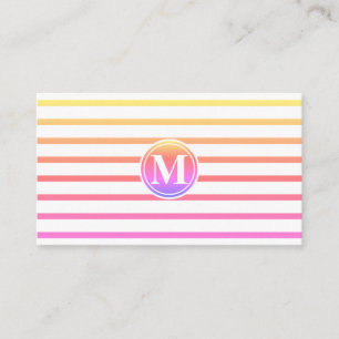 Monogrammed Stripes Pattern Summer Business Card