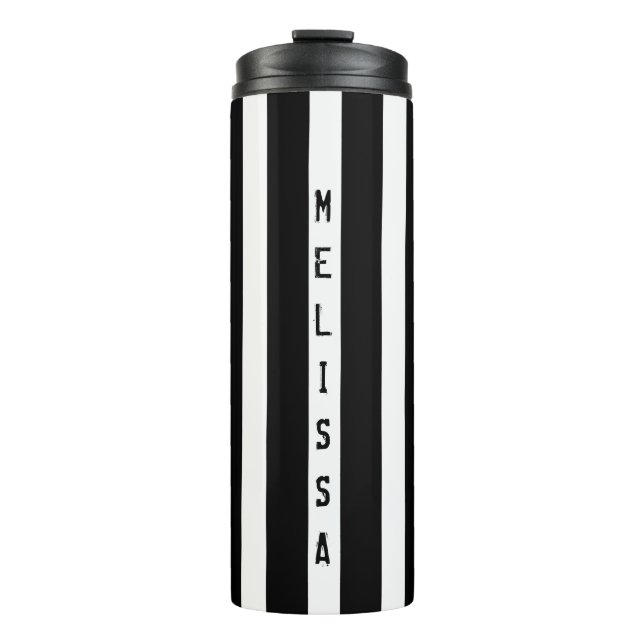 Monogrammed Stripes Pattern Thermal Tumbler (Front)