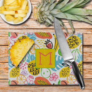 Monogrammed Summer Fruit Pattern Cutting Board