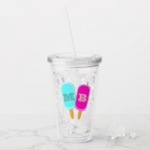 Monogrammed Summer Iced Lollies Popsicles Acrylic Tumbler