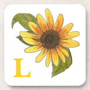 Monogrammed Sunflower Coaster