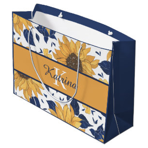 Monogrammed Sunflower Gift Bag