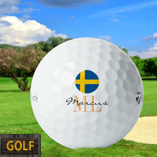 Monogrammed Swedish Flag & Sweden Golf Balls