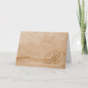 Monogrammed-tan Note Card