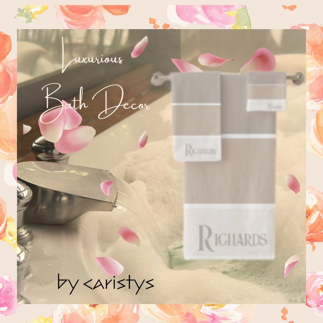 Monogrammed Taupes and Linen with White Bath Towel Set (Creator Uploaded)