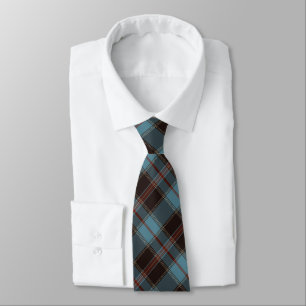 Monogrammed Teal, Brown & Red Plaid Tie