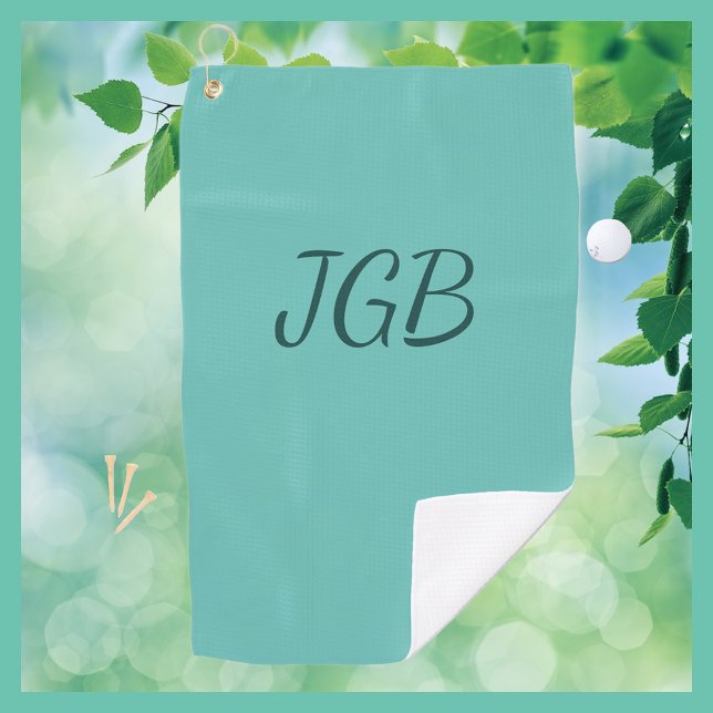 Monogrammed Teal or Choose Colour Background Golf Towel (Creator Uploaded)