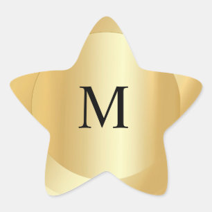 Monogrammed Template Custom Elegant Faux Gold Star Sticker