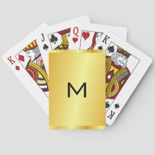 Monogrammed Template Faux Gold Metallic Look Playing Cards