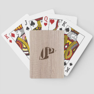 Monogrammed Template Modern Elegant Board Wood Playing Cards