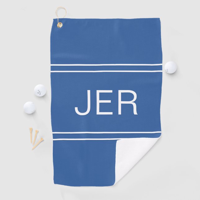 Monogrammed Template Stylish Golfer Modern Blue    Golf Towel (InSitu)