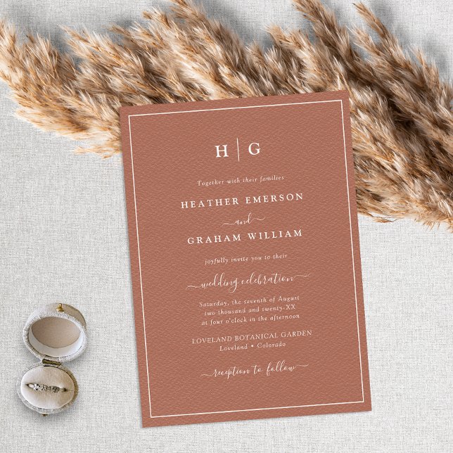 Monogrammed Terracotta Wedding Invitation (Creator Uploaded)