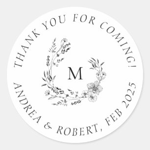 Monogrammed Thank You for Coming Round Stickers