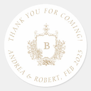 Monogrammed Thank You for Coming Round Stickers