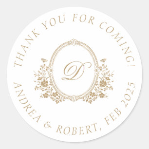 Monogrammed Thank You for Coming Round Stickers