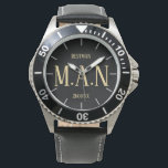 Monogrammed Thank You Gifts For Best Man Groomsmen Watch<br><div class="desc">Add initials and commemorative wedding text to this stylish bestman, father of the bride or groom, groomsman watch. A perfect timely ('scuse the pun!) wedding bridal party groomsmen party keepsake gift. Thank your best man for all his help and support.</div>