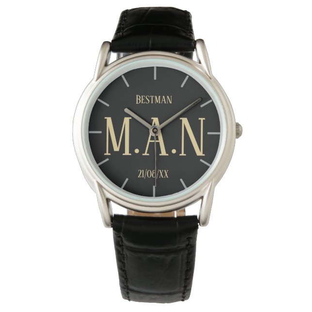 Monogrammed Thank You Gifts For Best Man Groomsmen Watch (Front)