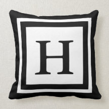Monogrammed Throw Pillow - Black & White