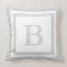 Monogrammed Throw Pillow - Grey & White