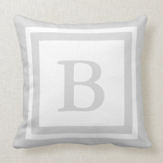 Monogrammed Throw Pillow - Grey & White