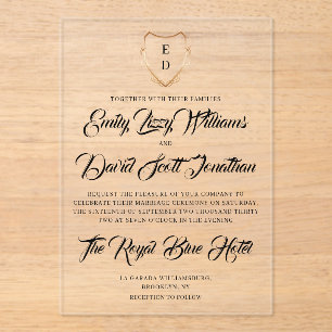 Monogrammed Timeless Acrylic Wedding Invitation