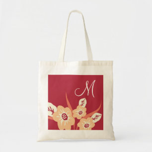 Monogrammed Tote Bags-Floral Monogram Bag