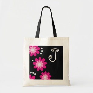 Monogrammed tote bags::Pink Flowers Bag