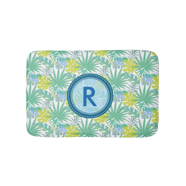 Monogrammed Tropical Design Bath Mat (Front)