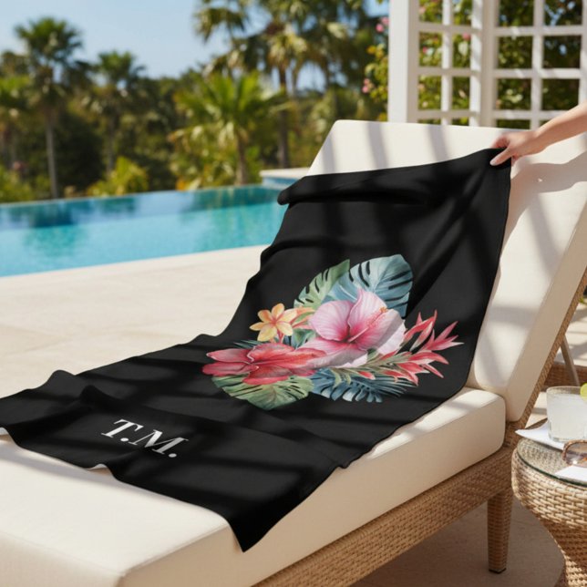 Monogrammed Tropical Floral Beach Towel (Creator Uploaded)