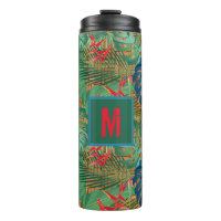 Monogrammed Tropical Floral on Wicker Print