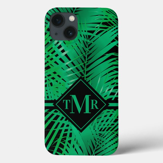 Monogrammed Tropical Palm Case-Mate iPhone Case (Back)