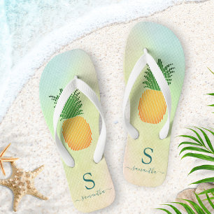 Monogrammed Tropical Pineapple Summer Thongs