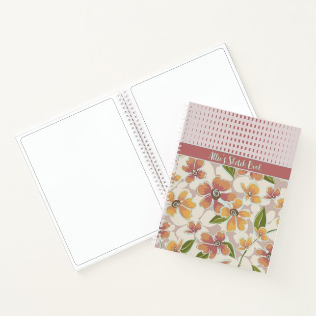 Monogrammed Tropical Retro Floral and Checks Notebook (Inside)