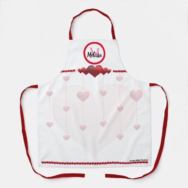 Monogrammed Valentines Day Kitchen Apron (Front)