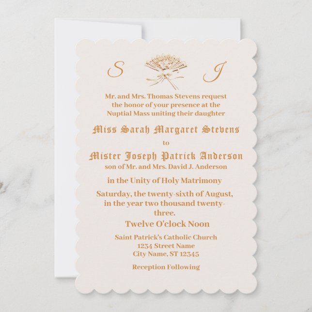 Monogrammed Victorian Fan  Invitation (Front)