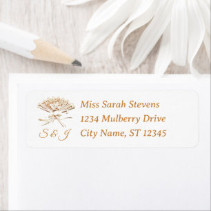 Monogrammed Victorian Fan Return Address Label