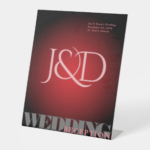 Monogrammed Vignette Wedding Pedestal Sign