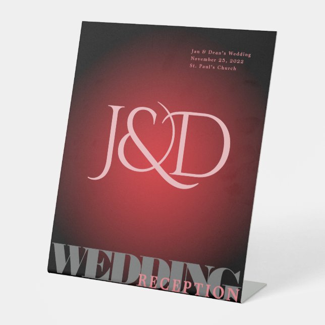 Monogrammed Vignette Wedding Pedestal Sign (Front)