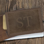 Monogrammed vintage elegant brown leather look trifold wallet<br><div class="desc">Vintage distressed brown leather looking wallet for him.           Personalise it with name initials and contact details on both sides!         It can make a great gift for dad,  grandpa,  husband,  or best friend on birthday,  Father's Day,  Christmas,  or any other special occasion.</div>