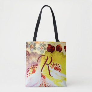 Monogrammed Vintage Floral Tote Bag